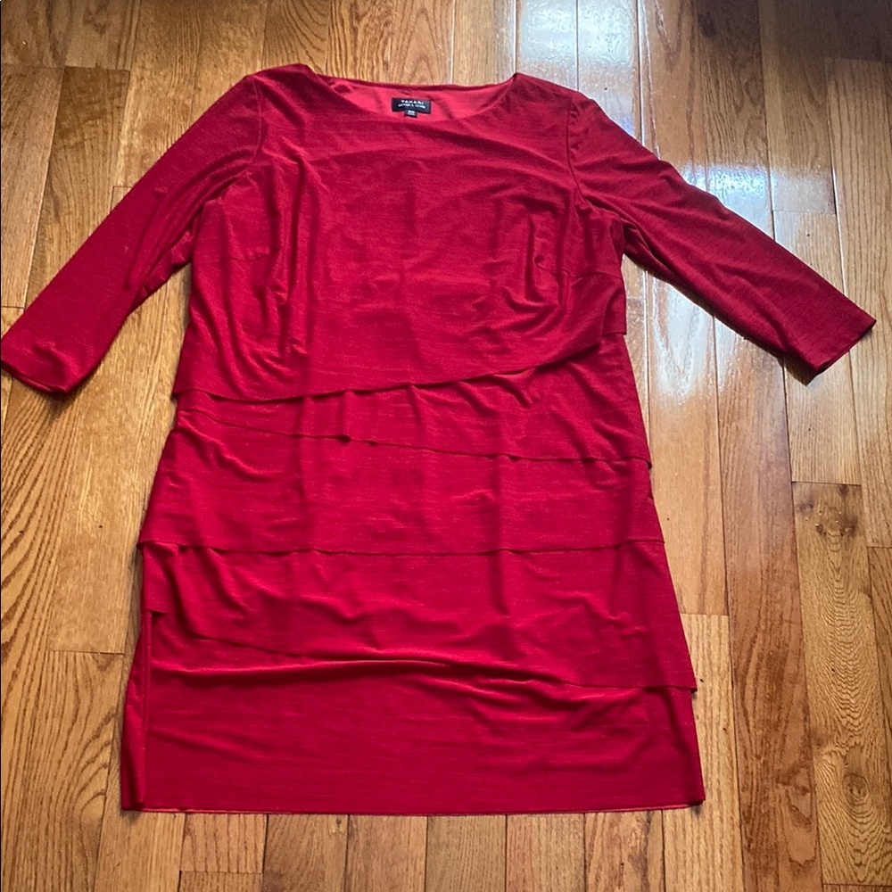 Tahari Red Layered Dress